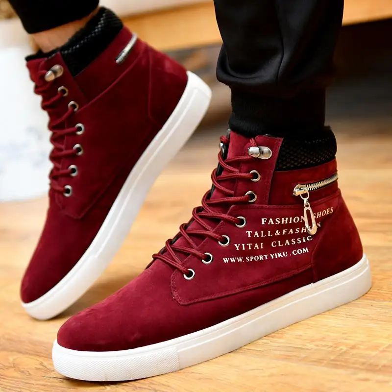 NEW Canvas Men Shoes Denim Lace-Up Men Casual Shoes Plimsolls Breathable Male Footwear Spring Autumn sneakers size 39-47 - Цвет: Red