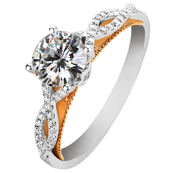 

2 Carat 18K Rose White Gold Moissanite Diamond Ring CROWN Cross Intersect Women Wedding Party Engagement Anniversary Ring VVS
