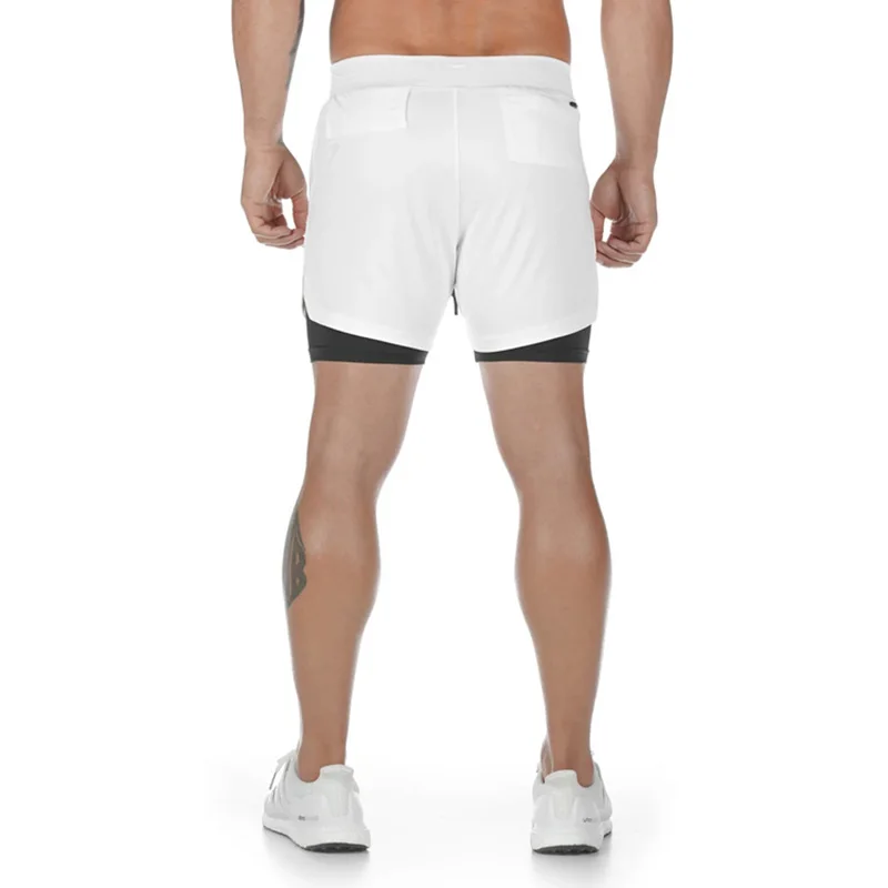 Men's 2 in 1 Aerobics Training Shorts double deck cycling sports shorts with towel ring running zipper pocket 5-point | Спорт и