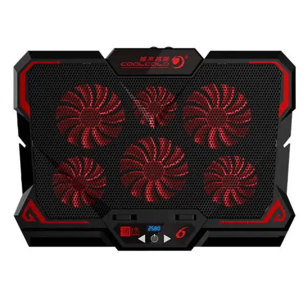 press style Coolcold игровой кулер для ноутбука, шесть вентиляторов, светодиодный экран, два порта Usb, 2600 об/мин, охлаждающая подставка для ноутбука, подставка для ноутбука 12-17 дюймов для ноутбука - Цвет: press style