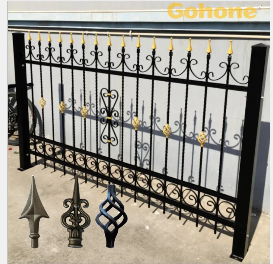 Customize Outdoor decorative steel fittings, protective forging spear tip, wrought iron solid spear tip
