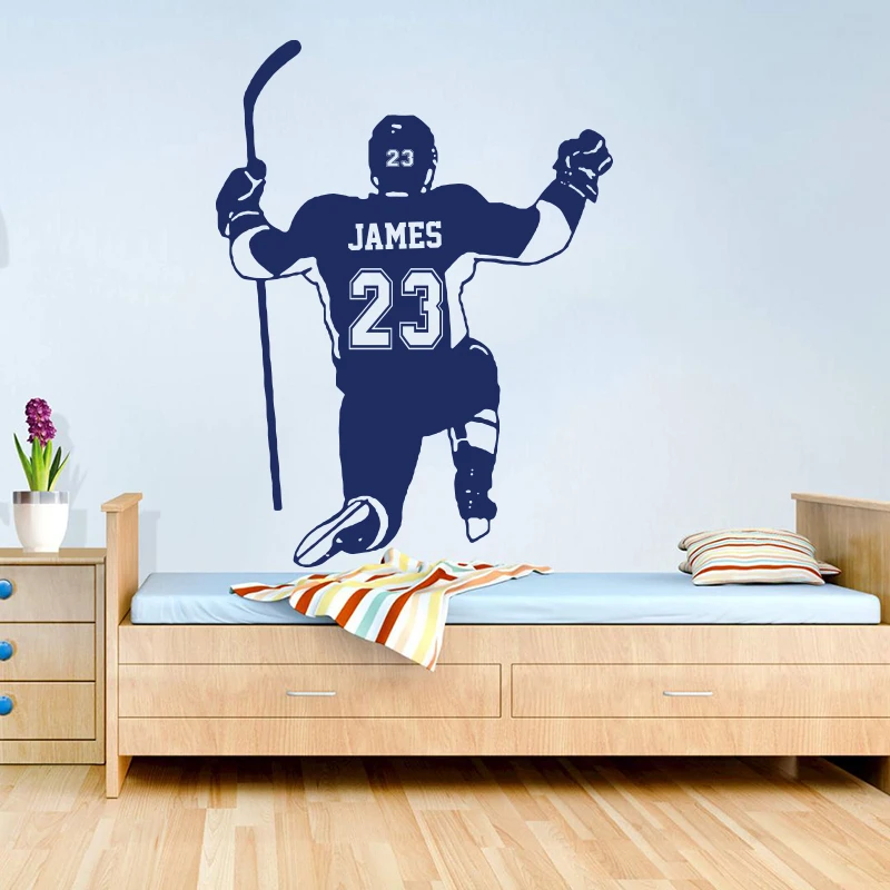 Custom Name Number Hockey Jersey Wall Sticker Boy Room Sport Personalized Wall Decal Bedroom Vinyl Home Decor (1)