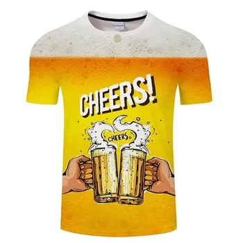

New Summer Beer Funny T shirt for Men 3D print Happy Letter tshirt Male Tops Tee Short Sleeve Mens Clothing