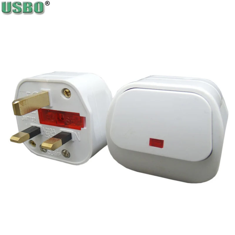 Белый Медь 13A 250V BS1363 Triprong съемный Британский стандарт Великобритании плавленый