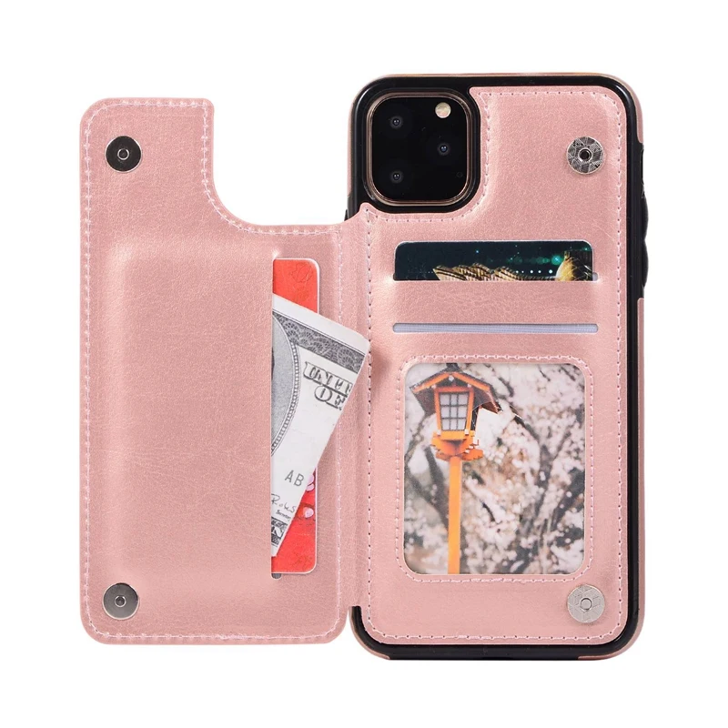 

for IPhone 11 Pro Max Magnetic PU+TPU Wallet Case Card Slot Shockproof Flip Cover 6.5 Inch