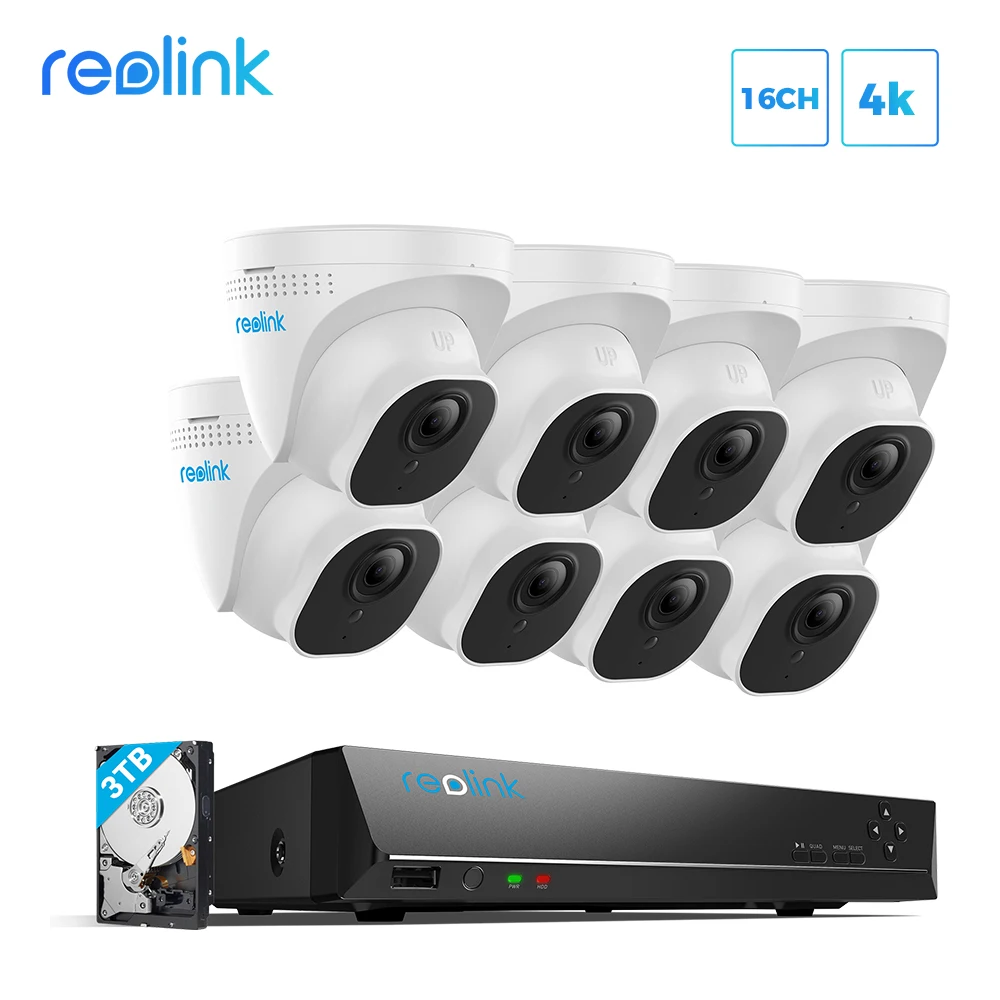 Reolink 8MP Security Camera System 4K Ultra HD 16ch PoE NVR & 8 PCS PoE IP Cameras Surveillance NVR 