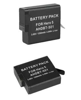 

2pcs new 1250mah Gopro hero 5 Gopro 6 Gopro7 black camera AHDBT-501 battery bateria hero5 Go pro 5