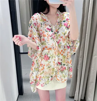 

2020 New Summer Fashion Women's Shirts Printed Wild Casual Ladies Blouses and Tops Half Sleeve Korean Style Women Clothing