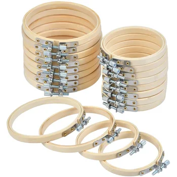 

20Pcs Embroidery Hoops Set, 3 Inch 4 Inch Wooden Adjustable Circle Cross Stitch Hoop Ring for Cross Stitch Art Craft