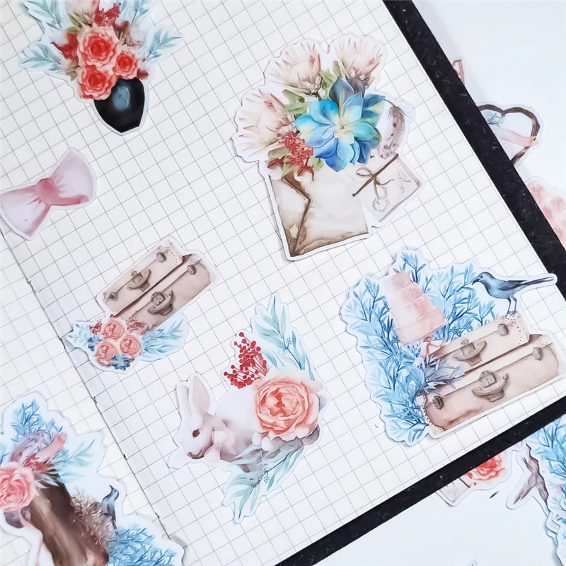 21pcs Refreshing Pink watercolor rose flower wedding cake Sticker Decoration Diary Scrapbooking Label Stationery | Канцтовары для