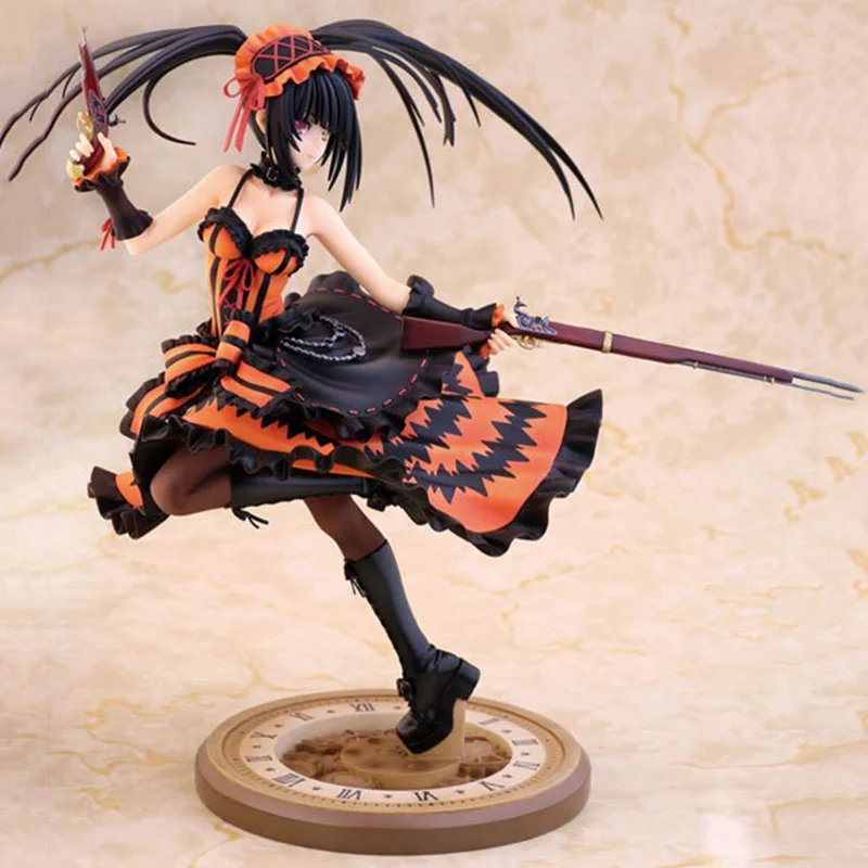 

23cm Sexy Japan Anime Date A Live Action figure Nightmare Tokisaki Kurumi with pistol model collection kids gift figurine doll