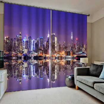 

Customized size Luxury Blackout 3D Window Curtains For Living Room night building 3d curtains