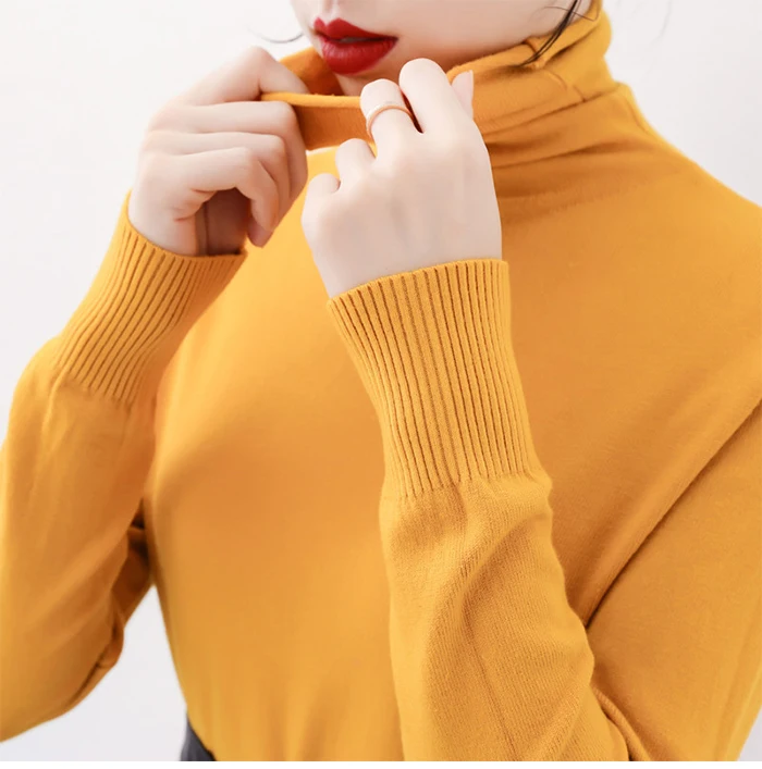Женский вязаный свитер с длинным рукавом TIGENA, водолазка, повседневный вязаный джемпер для женщин на осень-зиму