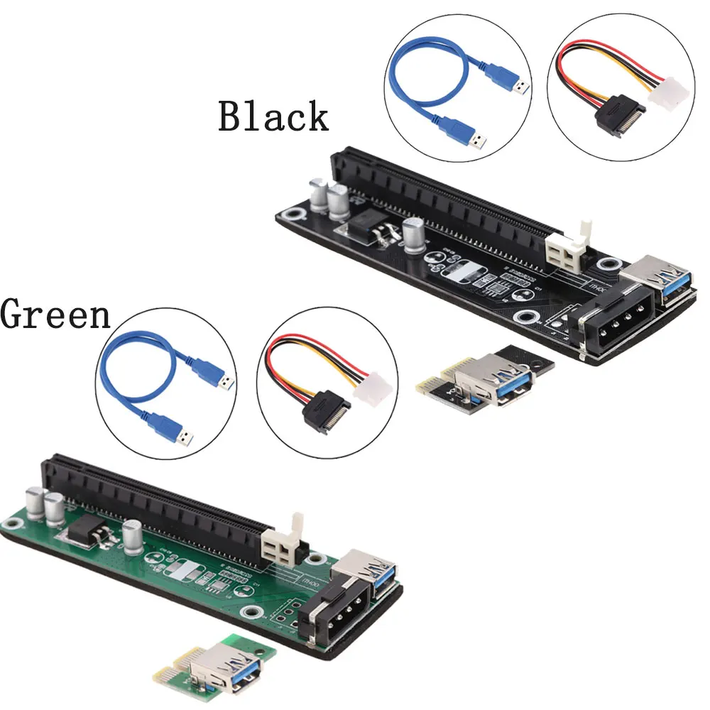 10 шт. USB 3,0 PCI-E Riser PCI E Express 1X to 16X удлинитель плата адаптера кабель SATA 15Pin-6Pin питание для майнинга биткоина