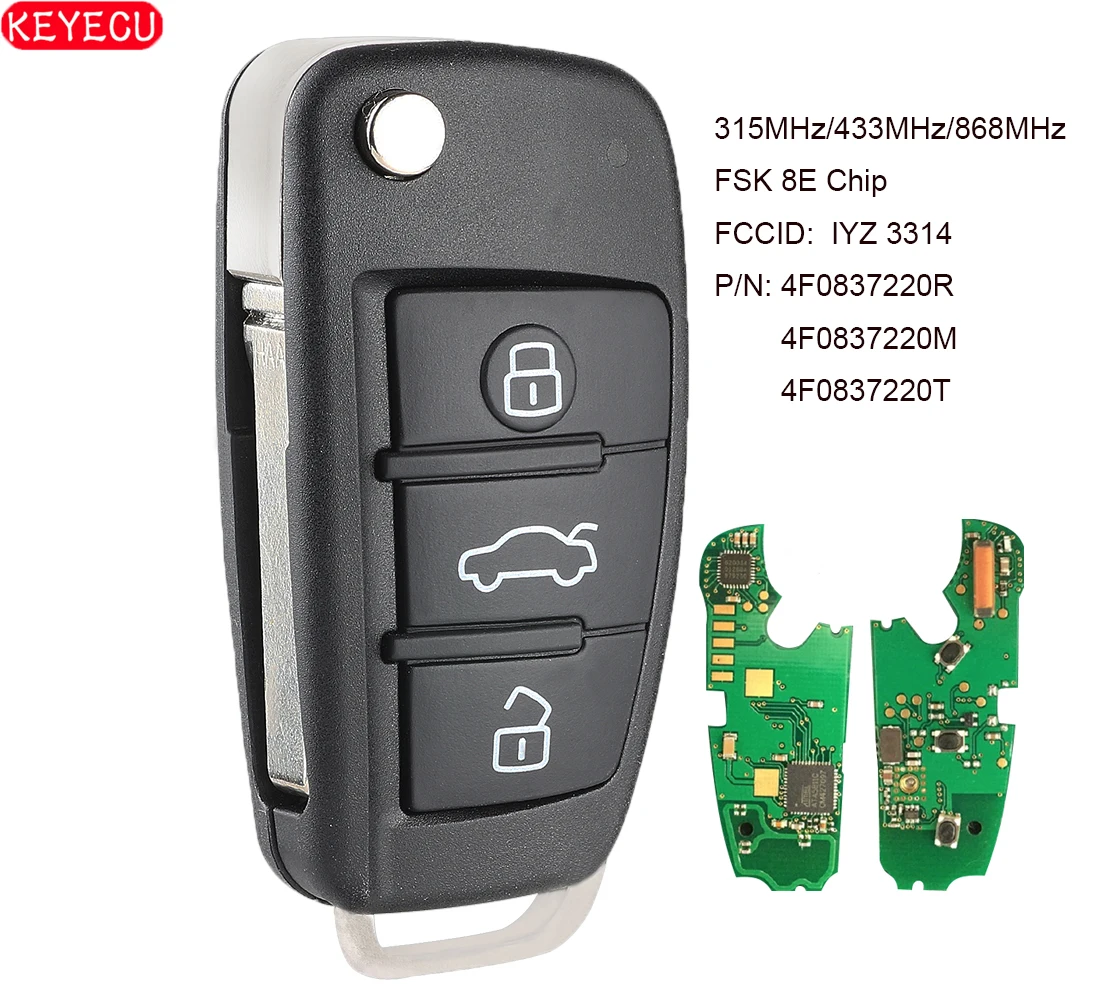 KEYECU дистанционный ключ-брелок от машины Управление FSK 8E для Audi A6 S6 Q7 2004-2015 IYZ 3314