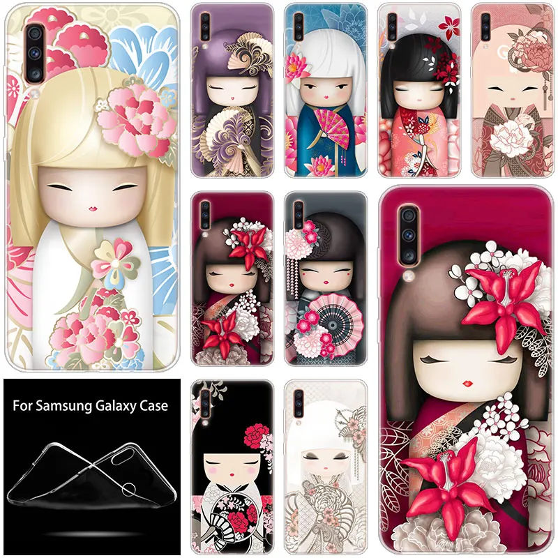 Kawaii японская кукла Kokeshi чехол для Samsung Galaxy A90 A80 A70 A60 A50 A40 A30 A10 A20E A2CORE A9 A7 A8 A6 Plus 2018 A5