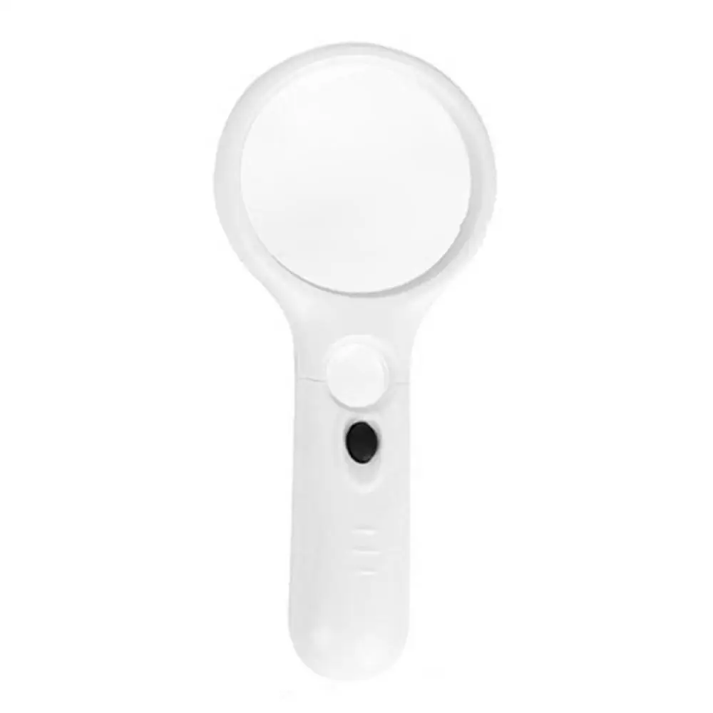 Белый Double Lens Three LED Lights Handheld Light Reading Identification Jewelry High Magnification Magnifier - Цвет: Белый