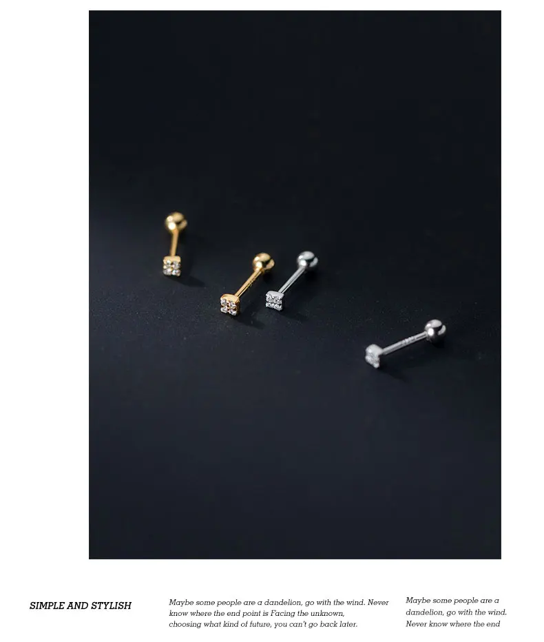 La Monada Geometry Square Stud Earrings 925 Sterling Silver 925 Small Silver Earrings For Women Silver Pierced Girls Screw Nut