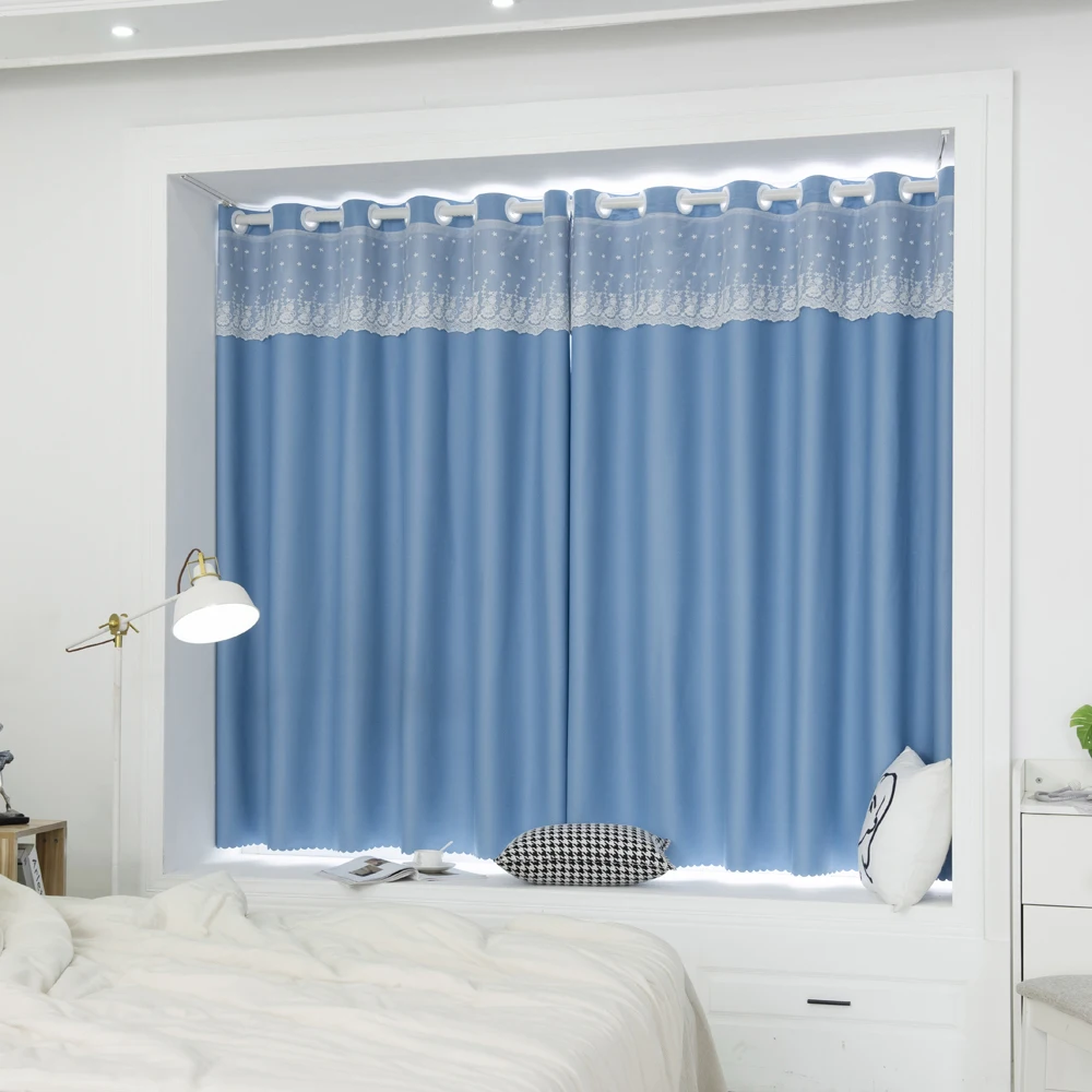 Blue Blackout Short Curtains For Living Room Bedroom Curtains For Kitchen Solid Curtains For The Room Window Treatments Drapes 6