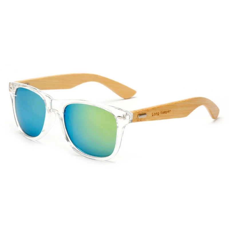 Модные бамбуковые солнцезащитные очки для мужчин и женщин классический дизайн винтажные деревянные солнцезащитные очки Квадратные зеркальные линзы очки UV400 очки - Цвет линз: Transparent Gold