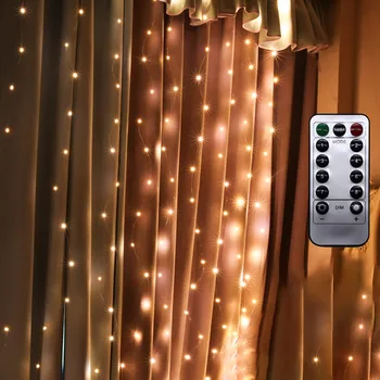 

3M LED 8 Modes Curtain Lamp christmas String Lights Remote Control USB fairy light garland Bedroom Home decoration lighting #T2G