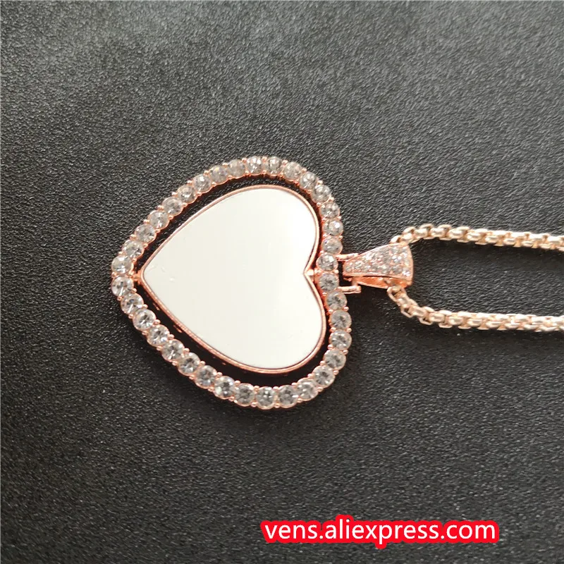 sublimation blank heart shape  necklaces pendants hot transfer printing pendant jewelry consumables two sided printing 10pcs/lot 2