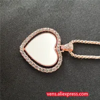 sublimation blank heart shape  necklaces pendants hot transfer printing pendant jewelry consumables two sided printing 10pcs/lot 2