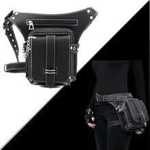 Riñonera Steampunk Punk Retro para mujer, bolso de hombro para Moto, bandolera gótica para pierna de motocicleta, bolso para teléfono negro Unisex