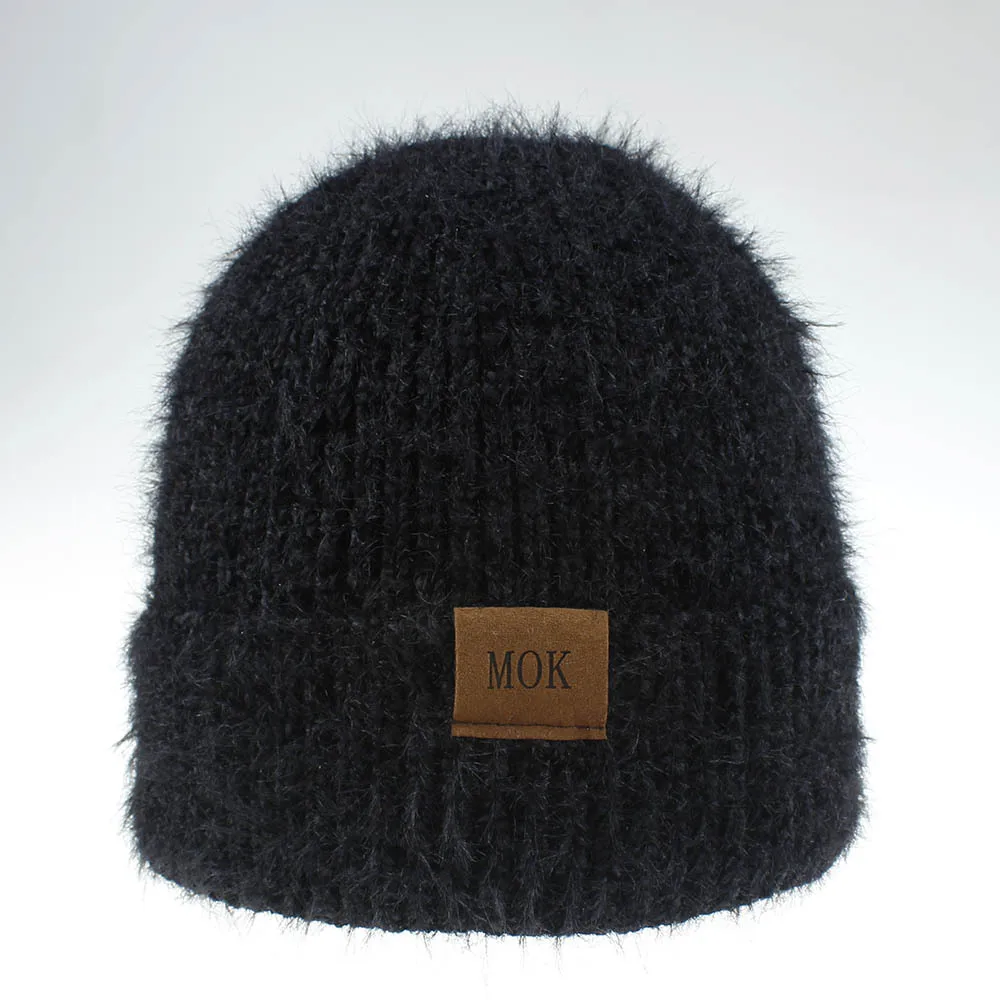 Women's Winter Soft Knitted Beanie Hat European and American mink cashmere casual hat knitted hat tide cap chenille