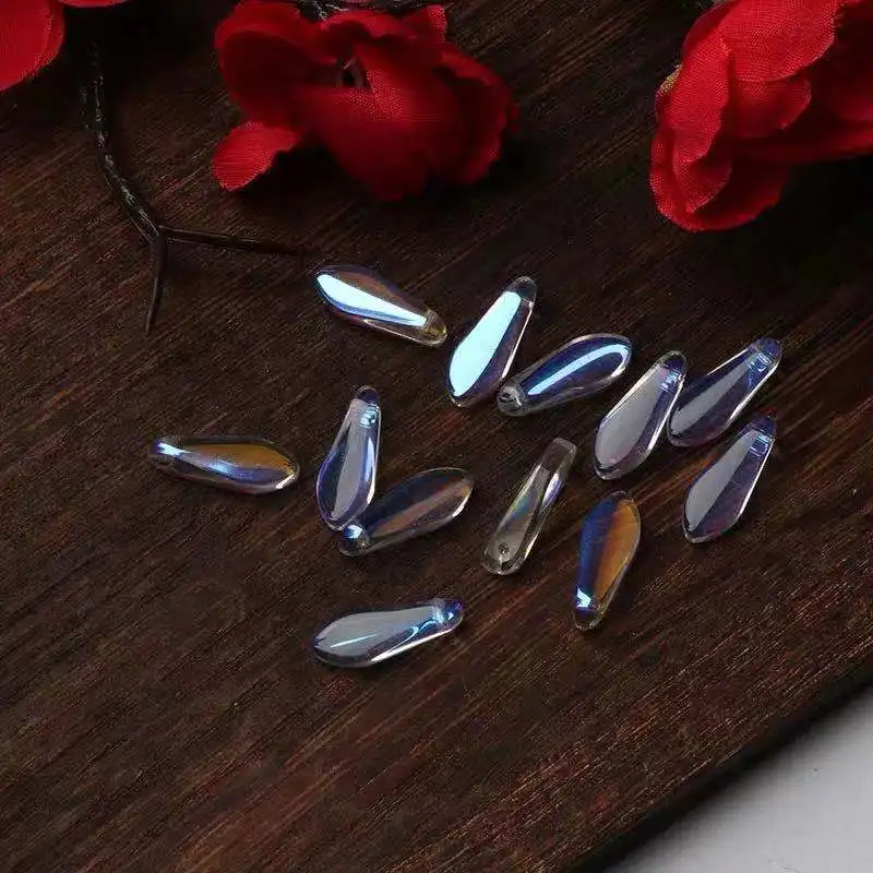 7X16mm Drops water 10 шт./упак. чешского лепестки Цветная глазурь орхидеи, ручная работа, сделай сам, ювелирное изделие под старину Шпилька ожерелье браслет материалы - Цвет: 7X16mm Drops water