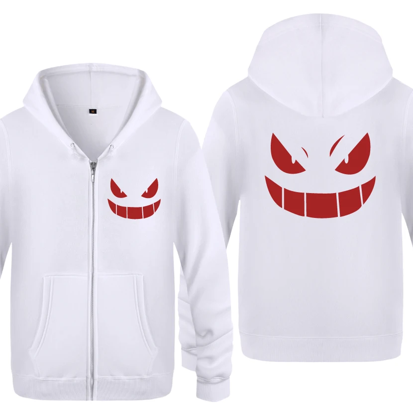 Gengar тема Покемон го аниме мультфильм толстовки мужские мужские флисовые кардиганы на молнии толстовки с капюшоном