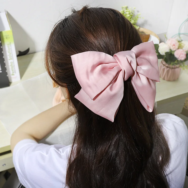 

Large Satin Butterfly Hair Clips For Girls Women Handmade Solid Knot Hair Bows Hairpins For Girls Barrettes Hair Accessories