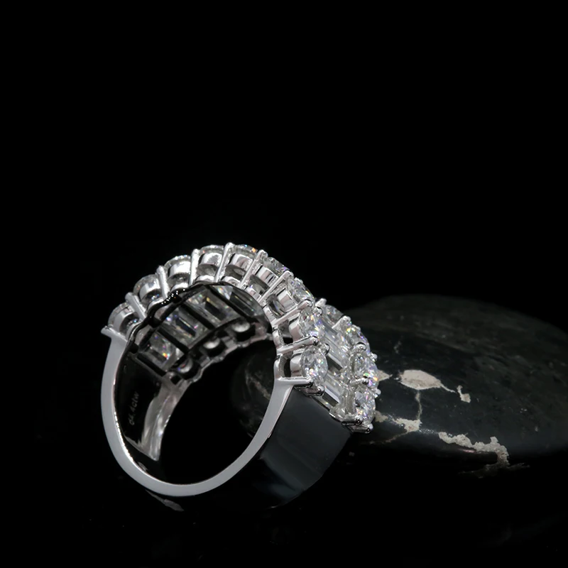 Роскошное цельное 18K Золотое обручальное кольцо с муассанитом, бриллиантами круглой огранки, бриллиантами в форме багета, кольцо на годовщину полувечности