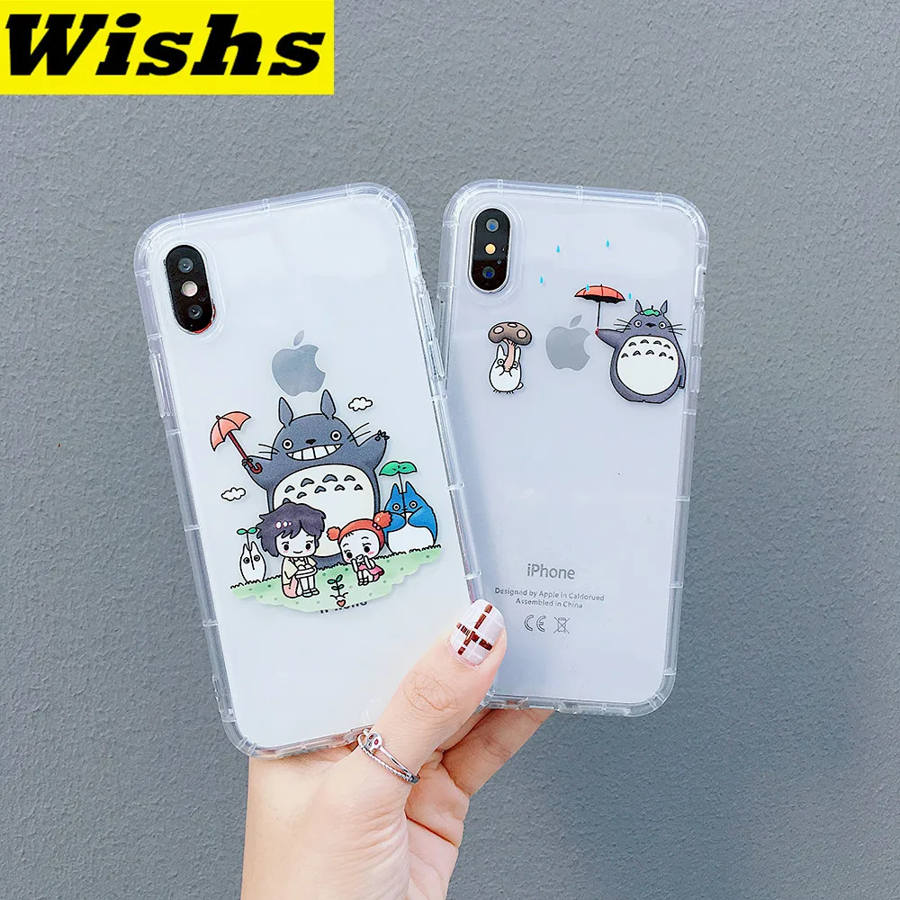 

For iPhone 11 Pro MAX Cute Cartoon Totoro Transparent Anti-knock Soft TPU Clear Case For iPhone XR Xs Max X 6 6s 7 8 Plus Case
