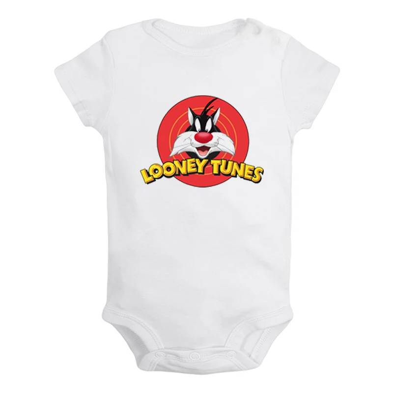 Милые детские Looney ttes с изображением кота Сильвестра, Одежда для новорожденных мальчиков и девочек, комбинезон с принтом, боди для младенцев, хлопковая одежда с короткими рукавами - Цвет: JcBaby1341WD