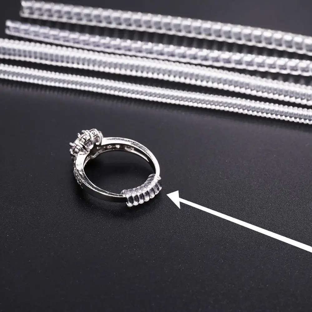 

4pcs/lot Guard Tightener Reducer Resizing Tool Transparent Spiral Based Ring Tools Spring Coil Ring Size Adjuster For Jewelry