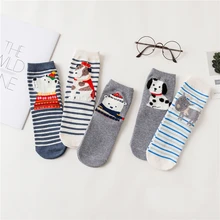 5 пар/лот, женские длинные хлопковые носки, милые носки, носки с рисунками животных, Kawaii, модные носки для девочек, Новые поступления
