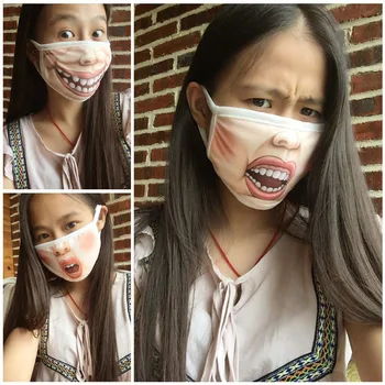 

Personality Creativity Mouth Expression 3D Funny Masks Dust-proof Haze Washable Reusable Face Mask Winter Warm Mouth Mask Unisex