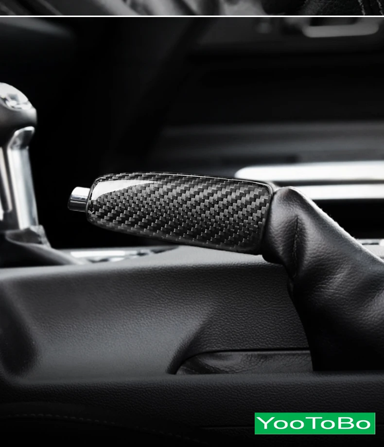 Carbon Fiber Hand Brake Cover Car Gear Head Shift Knob Cover Handbrake Grip Car Hand Brake Case For Ford Mustang