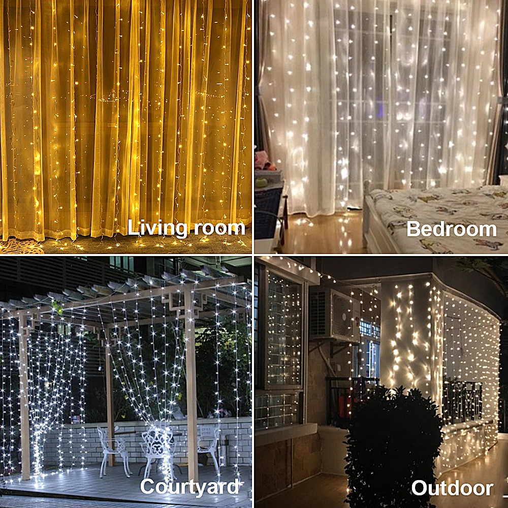 4,5 м x 3 м 304 светодиодный светильник s украшение luces светодиодный Сказочный светильник s наружный/закрытый Рождественский Свадебный светильник для занавесок 220 в EU