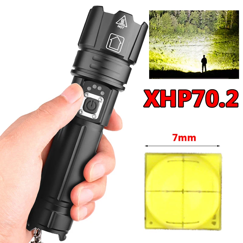 Мощный светодиодный фонарик xhp70.2 функция внешнего аккумулятора зарядка через usb