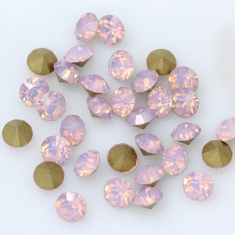 

ss4-ss38 Round pink opal pointed Foiled back czech Crystal Nail Art rhinestone clothes shoes craft stone Jewelry making beads