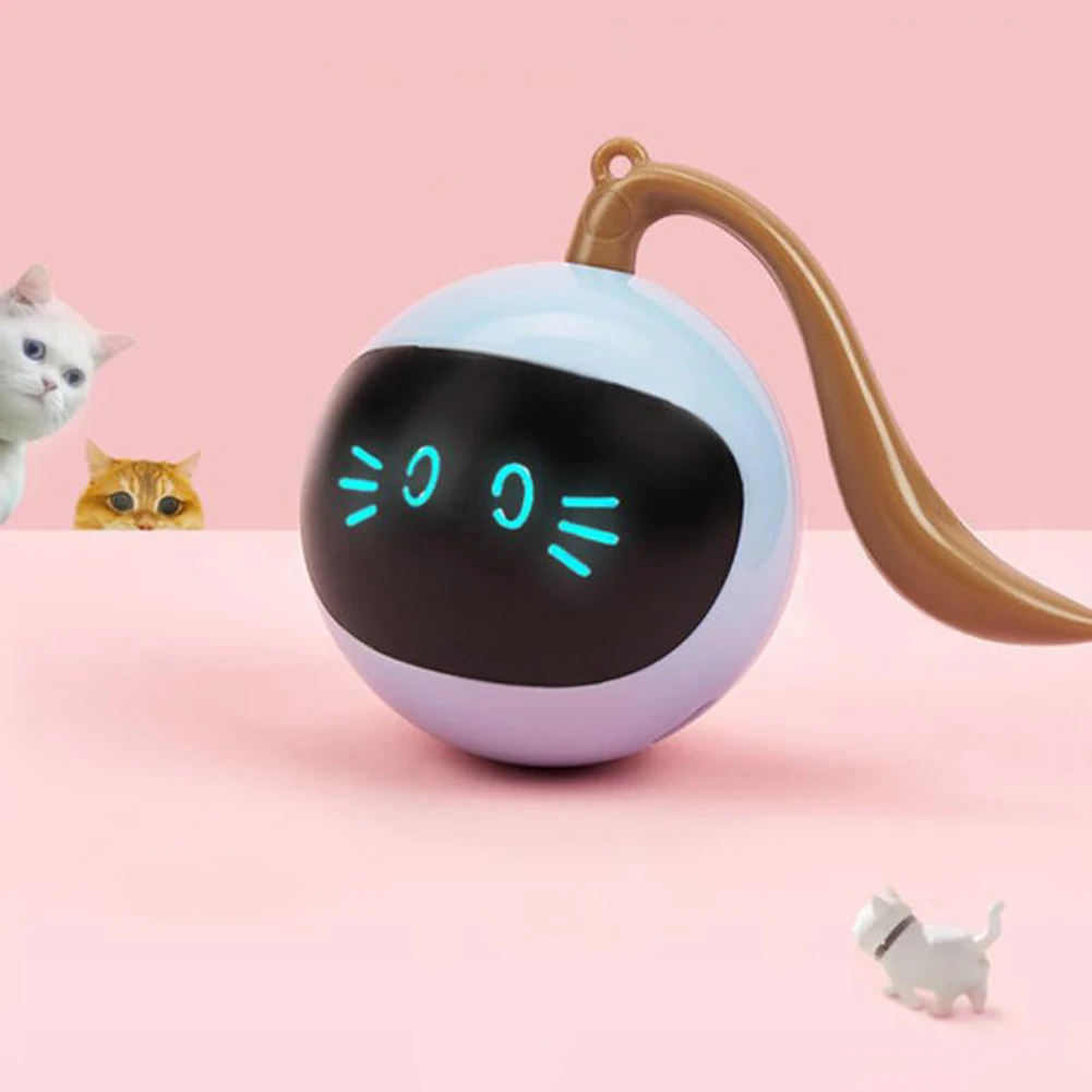 Pet Smart Interactive Cat Toy LED Self Rotating Ball Toys Cat Kitten Electronic Ball Toys Cat Accessories USB Rechargeable