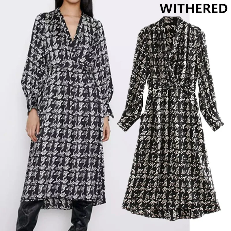 

Withered england style vintage satin Leaf printing sashes midi party dress women vestidos de fiesta de noche vestidos blazer