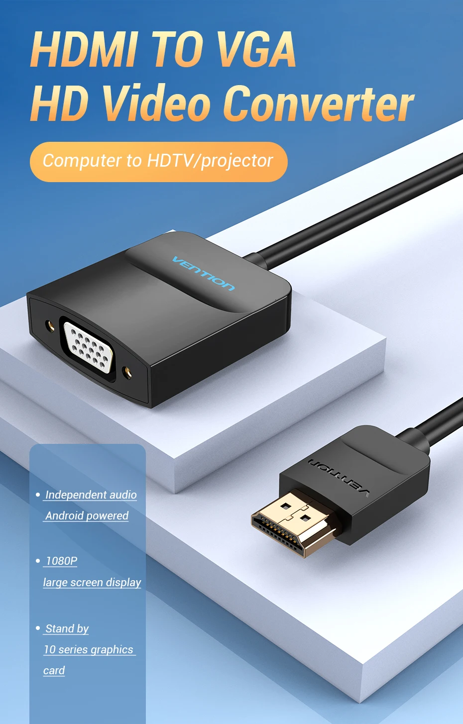 Vention HDMI to HDMI VGA Adapter 4K HDMI Converter HDMI VGA Cable for Laptop PC HDTV PS4 Monitor Projector HDMI to VGA Converter