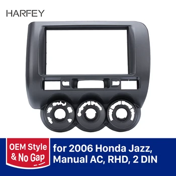 

Harfey Car 2Din Auto Radio Frame Stereo Refitting Plate Panel Kit For Honda Jazz Manual AC RHD 2006 Fascia Mount Set 178*102mm