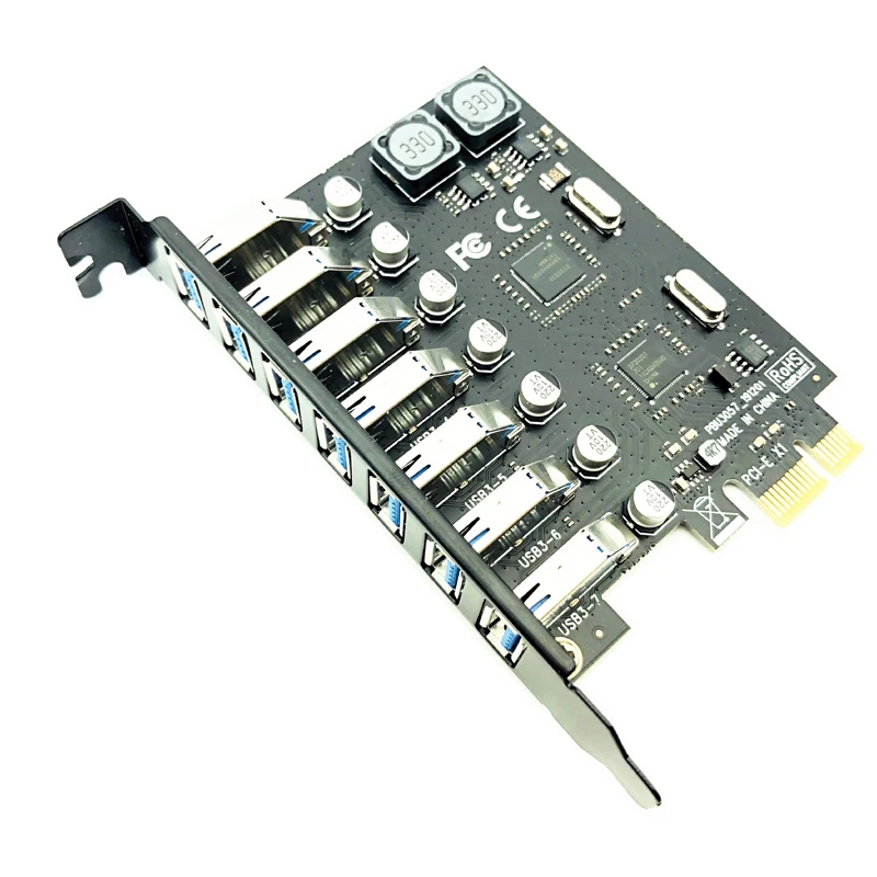 USB 3.0 PCI-E Expansion Card Adapter 7 Ports USB 3.0 Hub Adapter External Controller PCI-E Extender PCI Express Card for Desktop