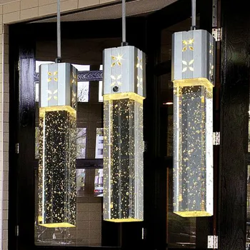

New Modern 3 Head LED Lights Bubble Crystal Column Pendant Lamp Light Lighting FG798