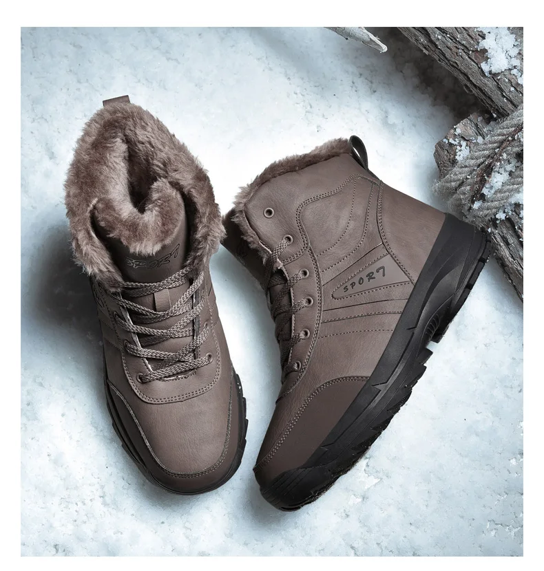 Брендовые зимние меховые очень теплые зимние ботинки для мужчин и взрослых Мужская обувь нескользящие резиновые повседневные рабочие безопасные повседневные ботильоны