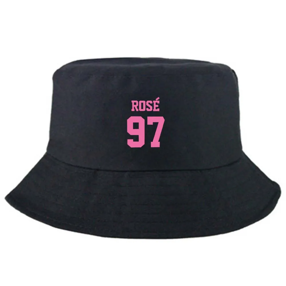 ROSE BLACK IKFUNII Kpop Blackpink Kill This Love хлопковые Панамы повседневные шляпы от солнца Fanmde подарок(черный, бежевый - Цвет: ROSE BLACK